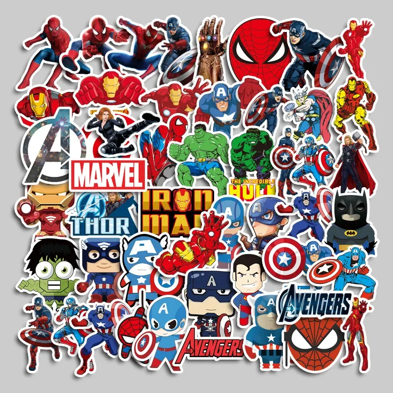 

Wholesale Marvel Avengers Q Version Captain America Spider-Man Iron Man Hulk Personalized Cartoon Graffiti Waterproof Sticker