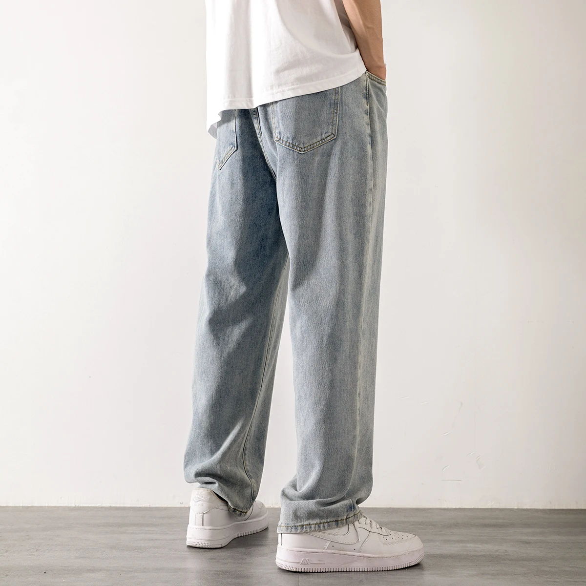 Джинсы мужские легкие в Корейском стиле Классические тонкие прямые брюки из