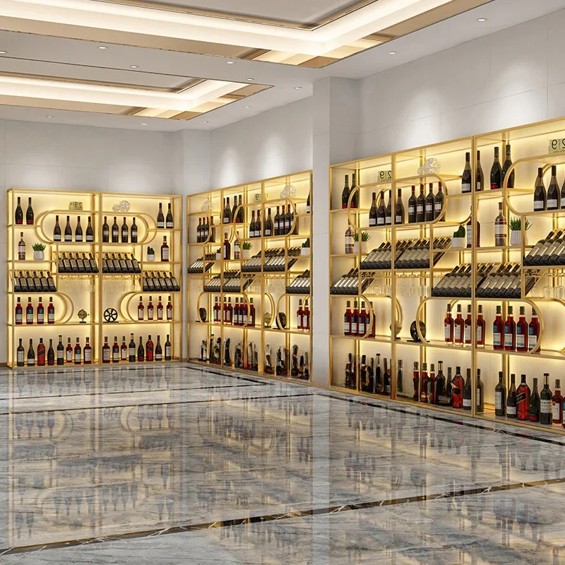 Барный шкаф винный роскошный стелаж для бутылок ресторанная мебель промышленный