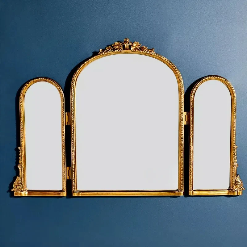 Metal Makeup Mirror Gold Frame Macrame Vintage Irregular Luxury Dressing Self Cut Dekoracyjne Lustra Home Decoration