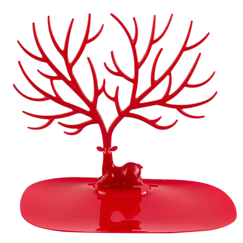 

R3MC Black White Pink Red Deer Earrings Necklace Ring Pendant Bracelet Jewelry Cases Display Stand Tray Tree Storage Jewelry