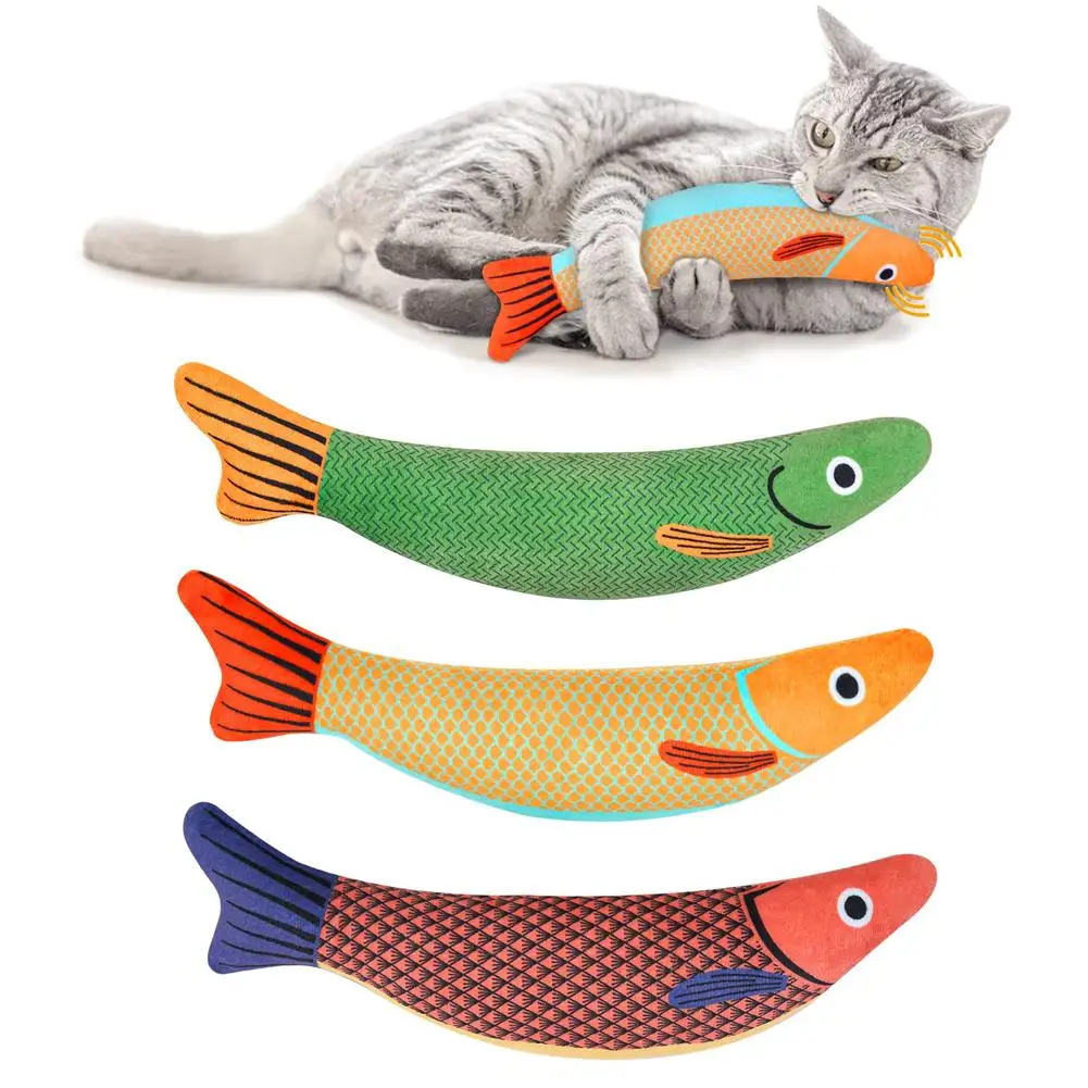 

Cat Cartoon Plush Fish Catnip Toy Bite-resistant Wear-resistant Teething Interactive Chew Toys Pet Supplies Drop shipping