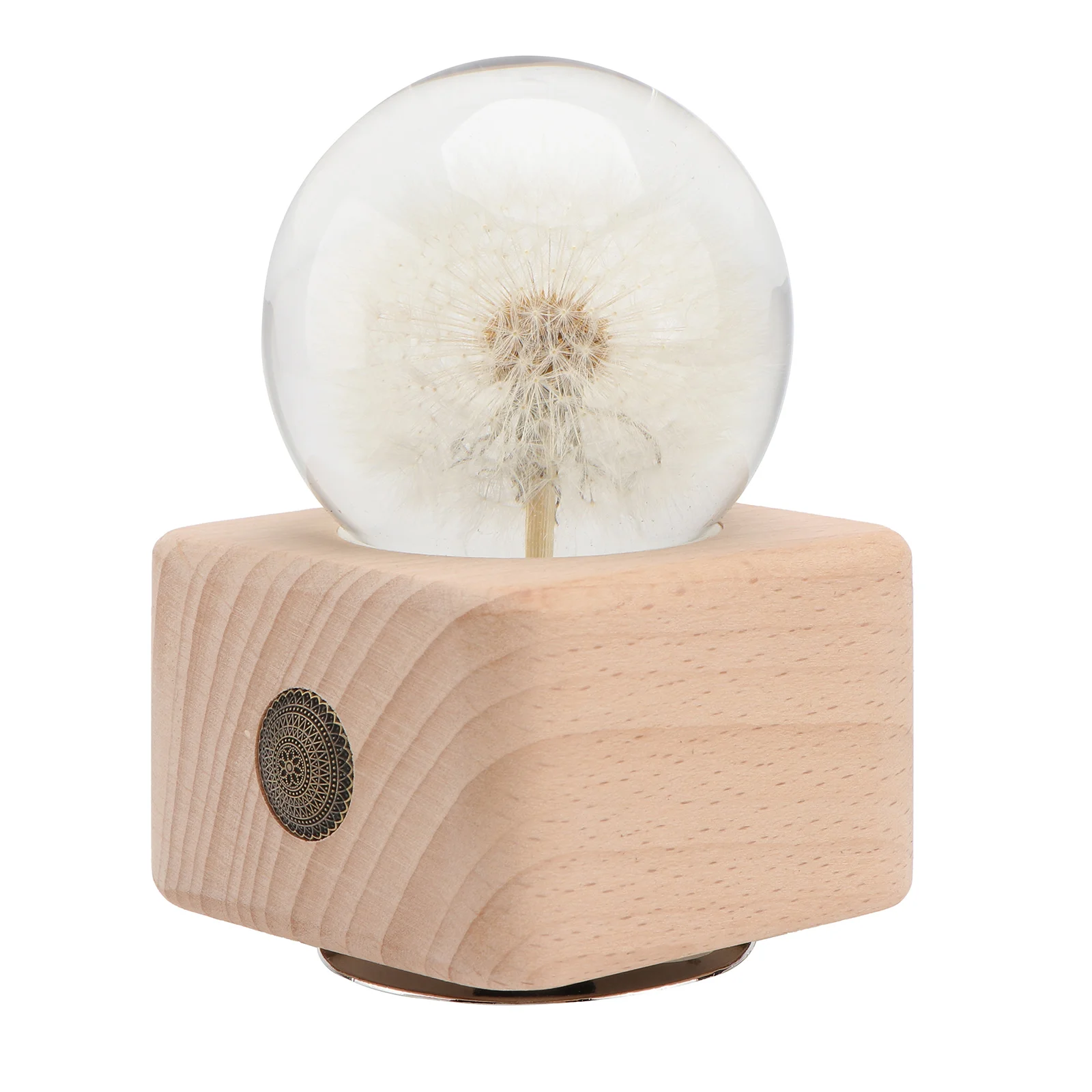 

1pc Crystal Gift Creative Box Wooden Base Dandelion Adornment