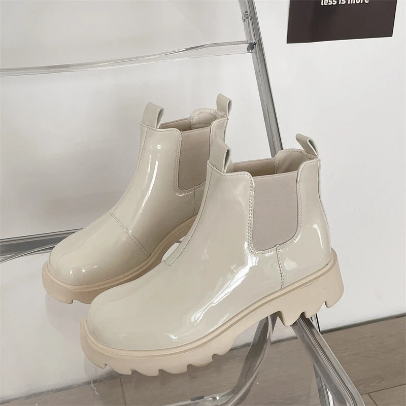 

Women Ankle Boots Female Winter Slip-On Platform PU Leather Non-Slip Boot Lady Comfortable Concise Outdoor Shoes Woman Footwear