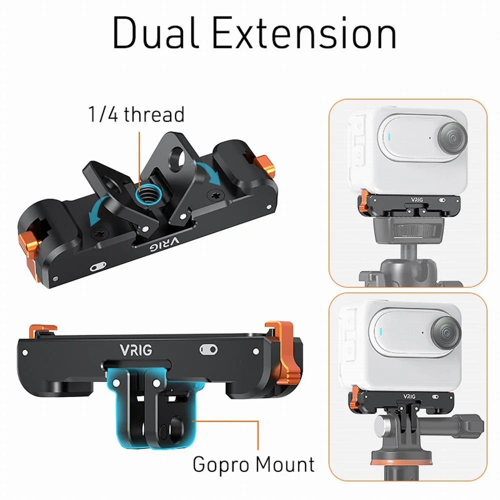 Фото Магнитная зарядная база VRIG из алюминия для Insta360 GO3/GO3S, быстросъемное крепление, адаптер для камеры с портом 1/4 для GoPro, для штатива №3