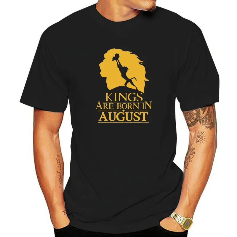 Футболка Kings Are Born In August The Lion King черная хлопковая мужская футболка S-3XL 29 30 40 50 лет на