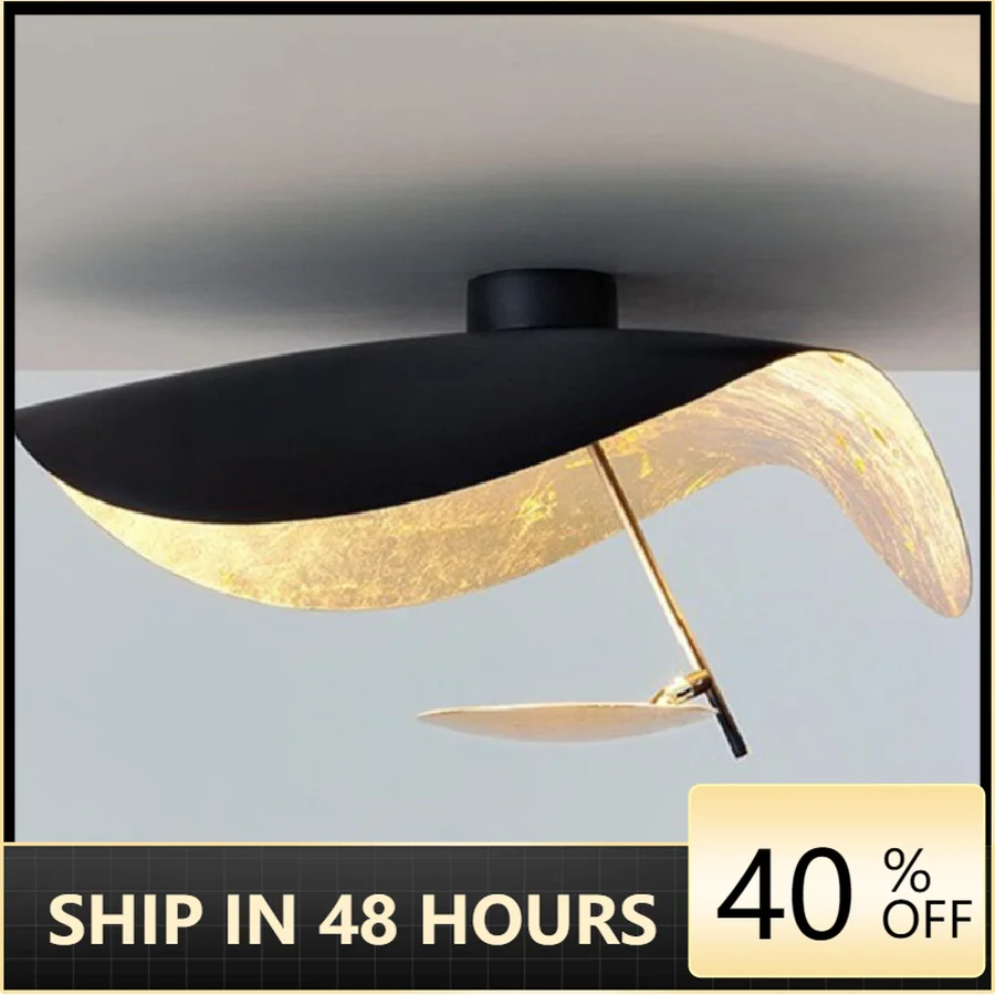 

Nordic Designer Lotus Leaf Ceiling Lamp Iron Black Iron Hang Lights for Living Room Decoration Bedroom Hanging Ceiling Light