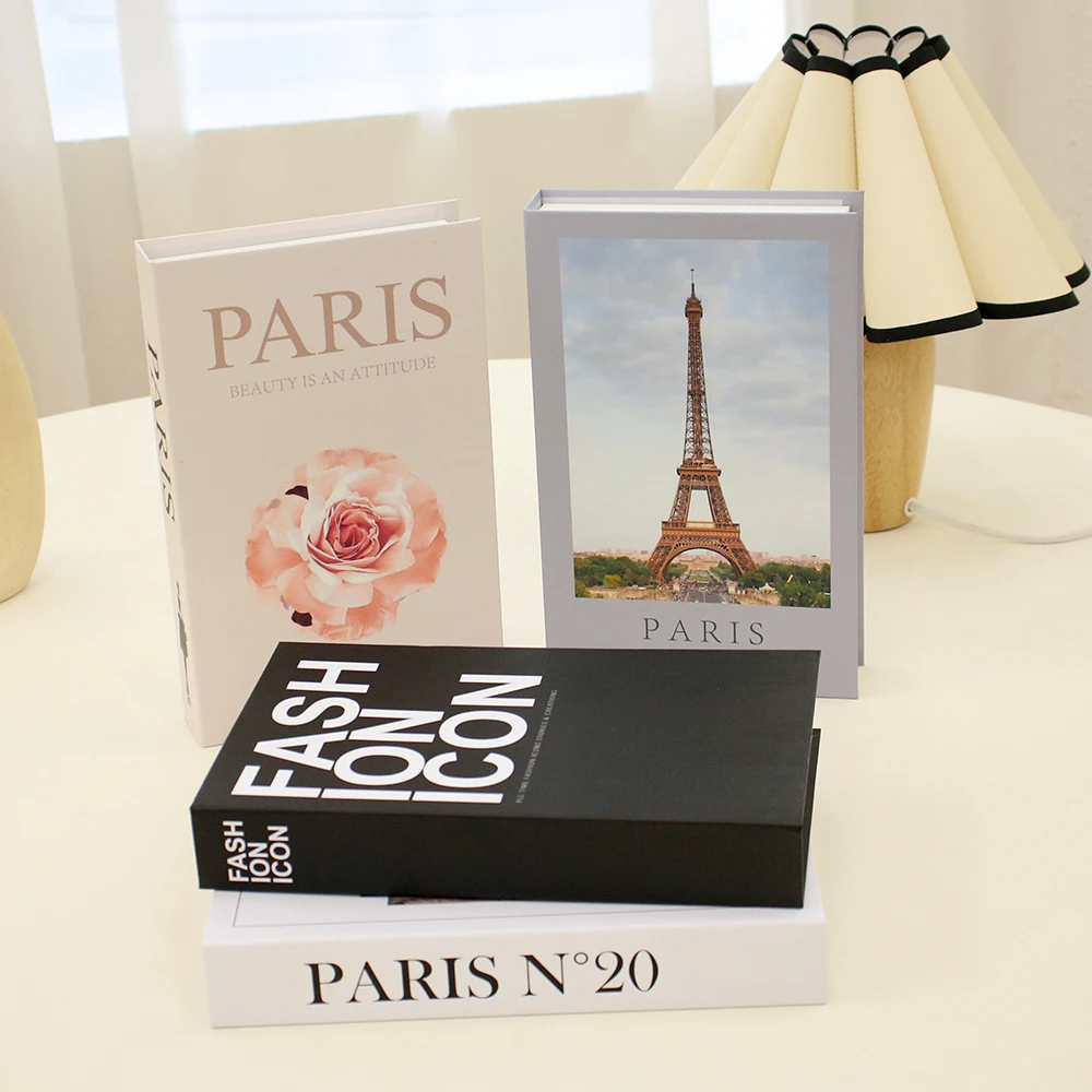 

New Paris Fake Books Decor Table Remote Control Storage Box Modern Simulation Book Aesthetic Home Decor Luxury Decorative Book