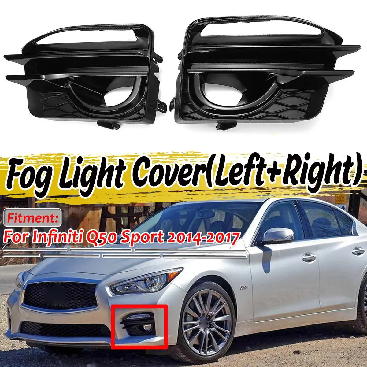 Глянцевая черная Автомобильная передняя противотуманная фара Q50 2 шт. гриль