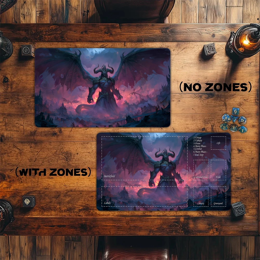Фото Игровой коврик TCG DIY для Riftbound, индивидуальный коврик для карт, коврик для OPCG, нескользящий, прочный, с прошитыми краями, магический коврик для карт. №5