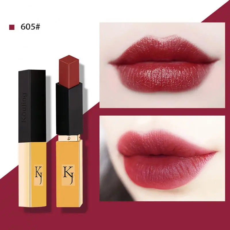 Тонкая матовая золотистая губная помада матовый квадратный блеск для губ