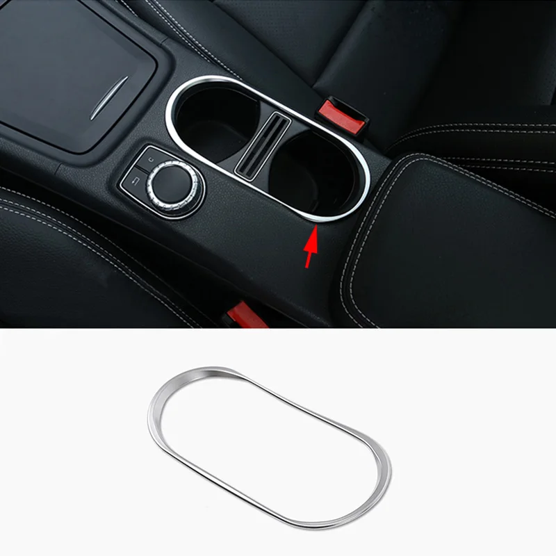 

For Mercedes-Benz A B CLA GLA Class 13=19 Chrome ABS Center Water Cup Holder Frame Cover Trim Car Interior Accessories