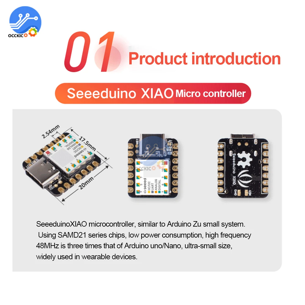 Для XIAO Microcontroller-SAMD21 Cortex M0 + Nano SAMD21 48 МГц плата микроконтроллера USB Type-c SPI для Arduino |