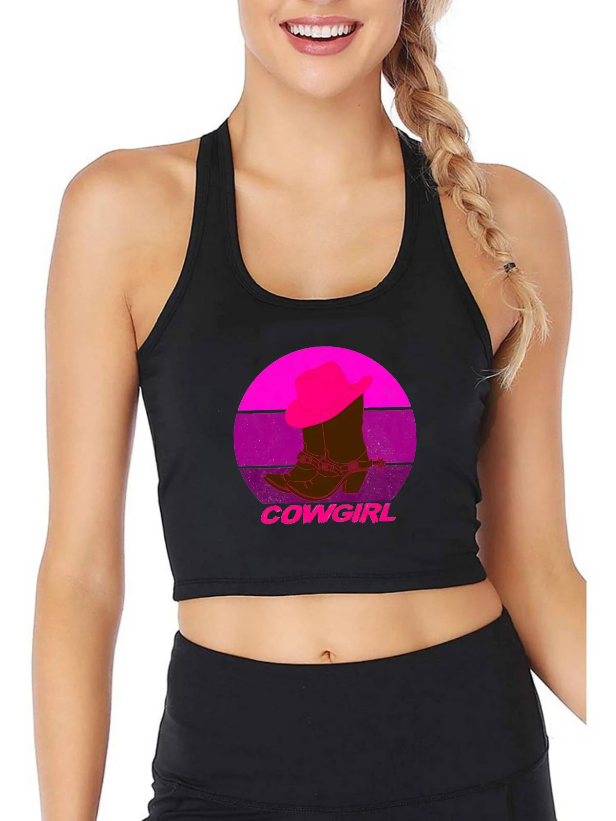 

Lasting Charm Cowgirl Design Sexy Slim Fit Crop Top Woman Casual Personalized Tank Tops Summer Camisole
