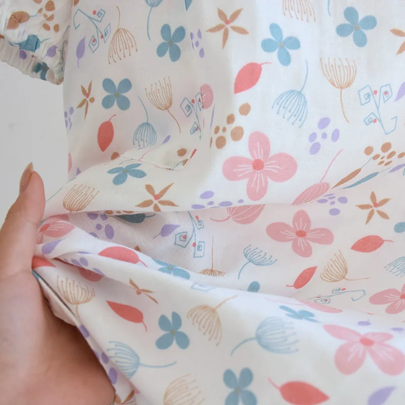 2023 New Spring/Summer Women's Sleeping Skirt 100% Cotton Gauze Long Sleeve Skirt Women's Sleeping Skirt Large Cute Home Dress