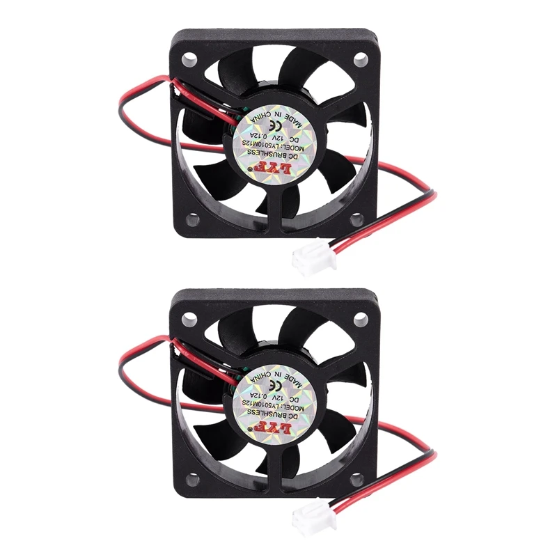 

2X 50Mm 12V 2Pin 4000RPM Sleeve Bearing PC Case CPU Cooler Cooling Fan