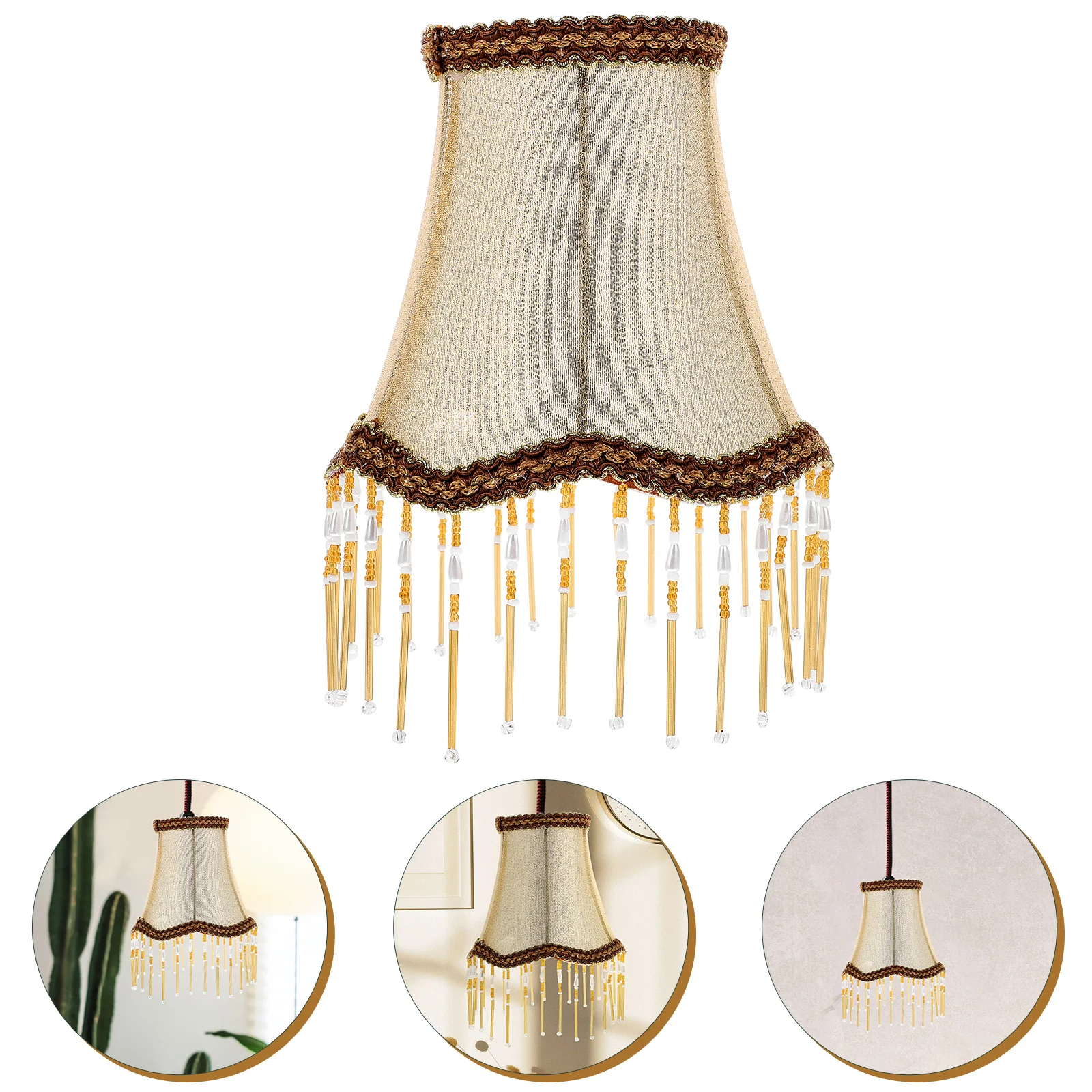 

Lampshades For Bedside Retro Style Chandeliers Accessory Desk Cloth Wall Lights Indoor Wave Drum