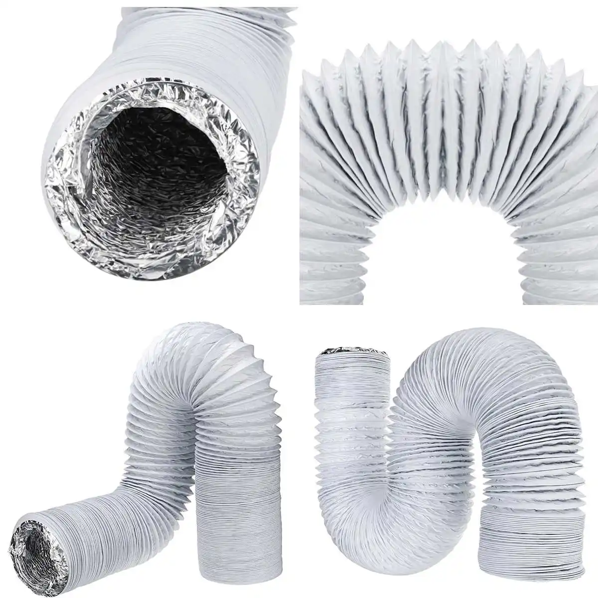 150mm 6 inch Ventilator Pipe PVC Aluminum Tube Air Ventilation Pipe Hose Flexible Air Conditioner Exhaust Duct Air System Vent