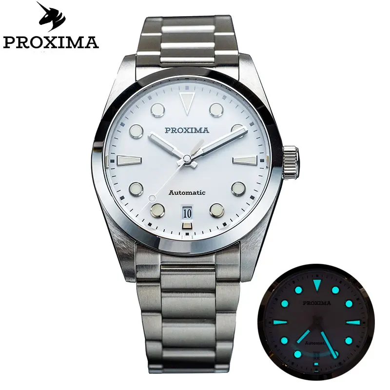 

PX1690-2A 37MM Proxima Vintage Men Automatic Mechanical Watches PT5000/SW200 Sapphire Stainless Steel Enamel Dial 20Bar 2023 New