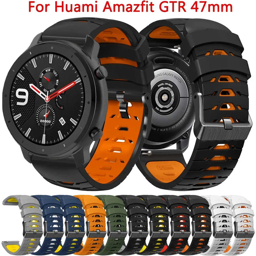 Фото Силиконовый браслет 22 мм для Huami Amazfit GTR, ремешок 47 мм для Xiaomi Amazfit GTR 4 3 GTR4 GTR3 Pro 2, ремешок для умных часов Correa №1