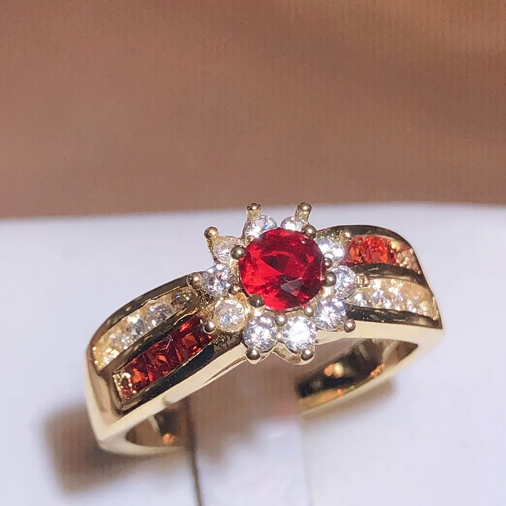 

1 шт./комплект, Женское кольцо с красным/белым фианитом