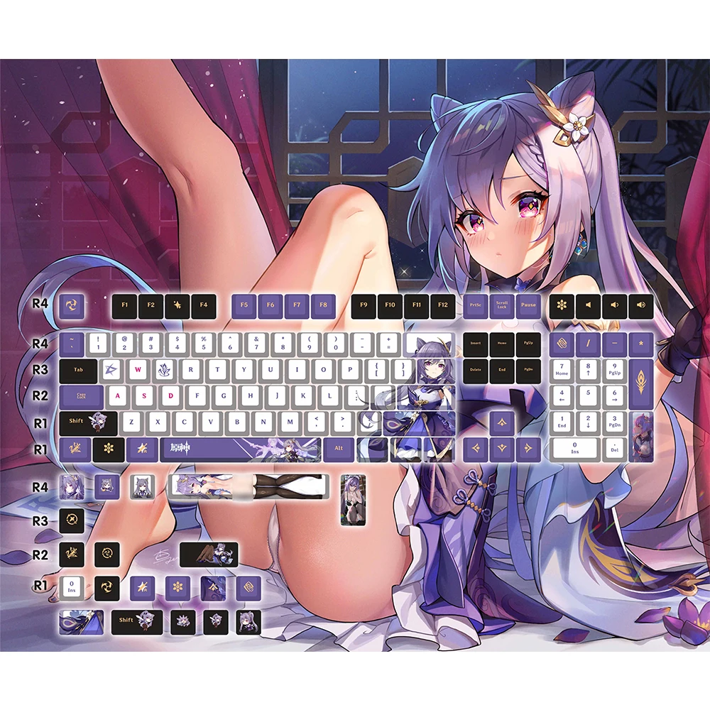 

Color Cosplayer Genshin Impact Keycaps Keyboard Decoration Beauty Keqing Keycap Cosplay Pbt Cherry Height Anime Keycaps