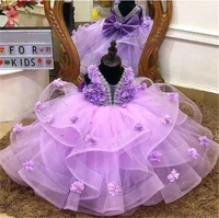 lavender floral flower girl dresses for weddings tulle sexy v neck tank ball gown puffy children toddler girls communion dress