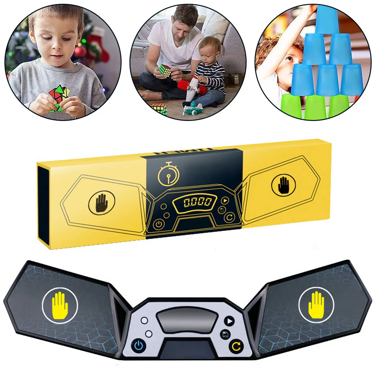 

Cube Timer Automatic Calculation Sensitive Touch Control Timer Non-slip Portable Professional Speed Timer Machine with Display