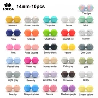 lofca 10pcs mini hexagon food grade silicone bead 14mm baby teether baby teething toy bpa free nursing necklace pacifier pendant