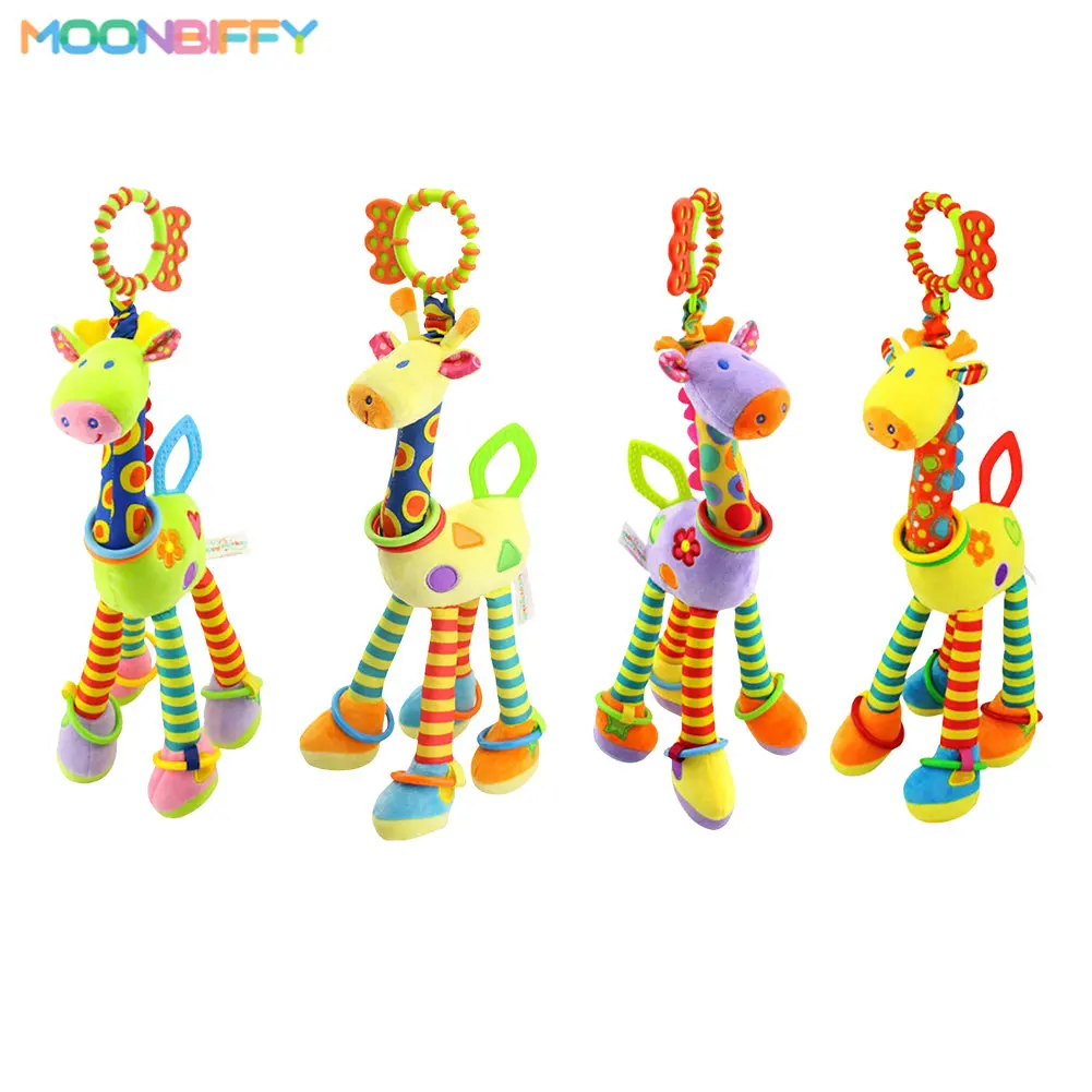 

Soft Giraffe Random Send Handbells Rattles Plush Infant Baby Development Handle Toys WIth Teether Baby Toy for Newborn Gifts
