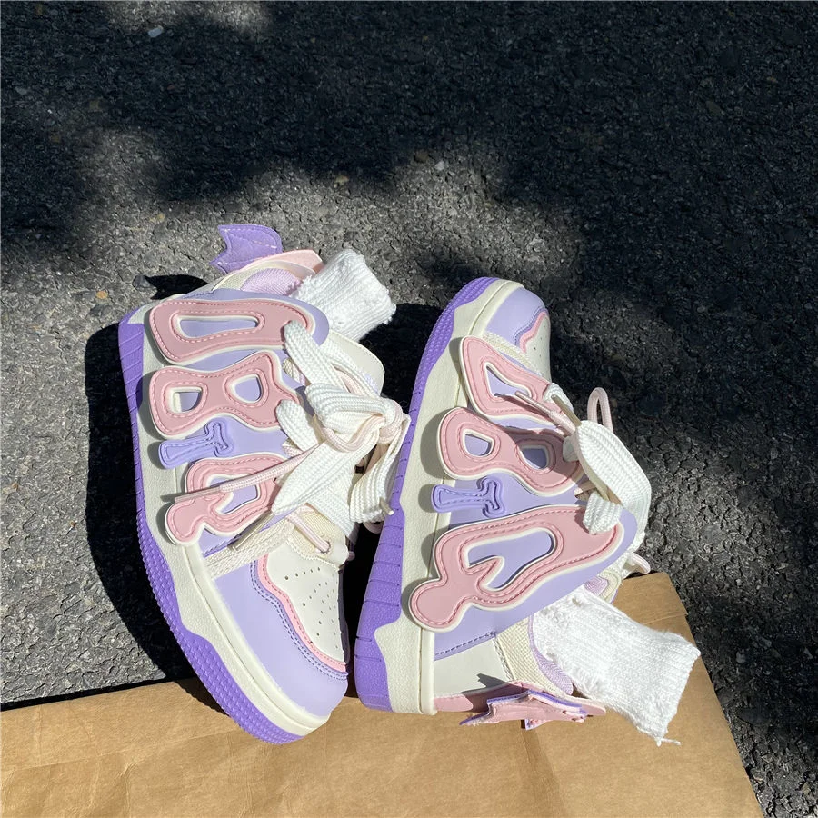 Женские кроссовки с графическим принтом на платформе в стиле хип-хоп