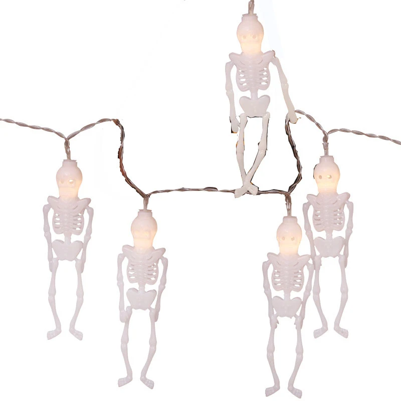 

HOT-Ghost Skeleton Lights Halloween String Lights, 2 Pack 20LED Halloween Decoration For Outdoor Garden /Indoor/Party