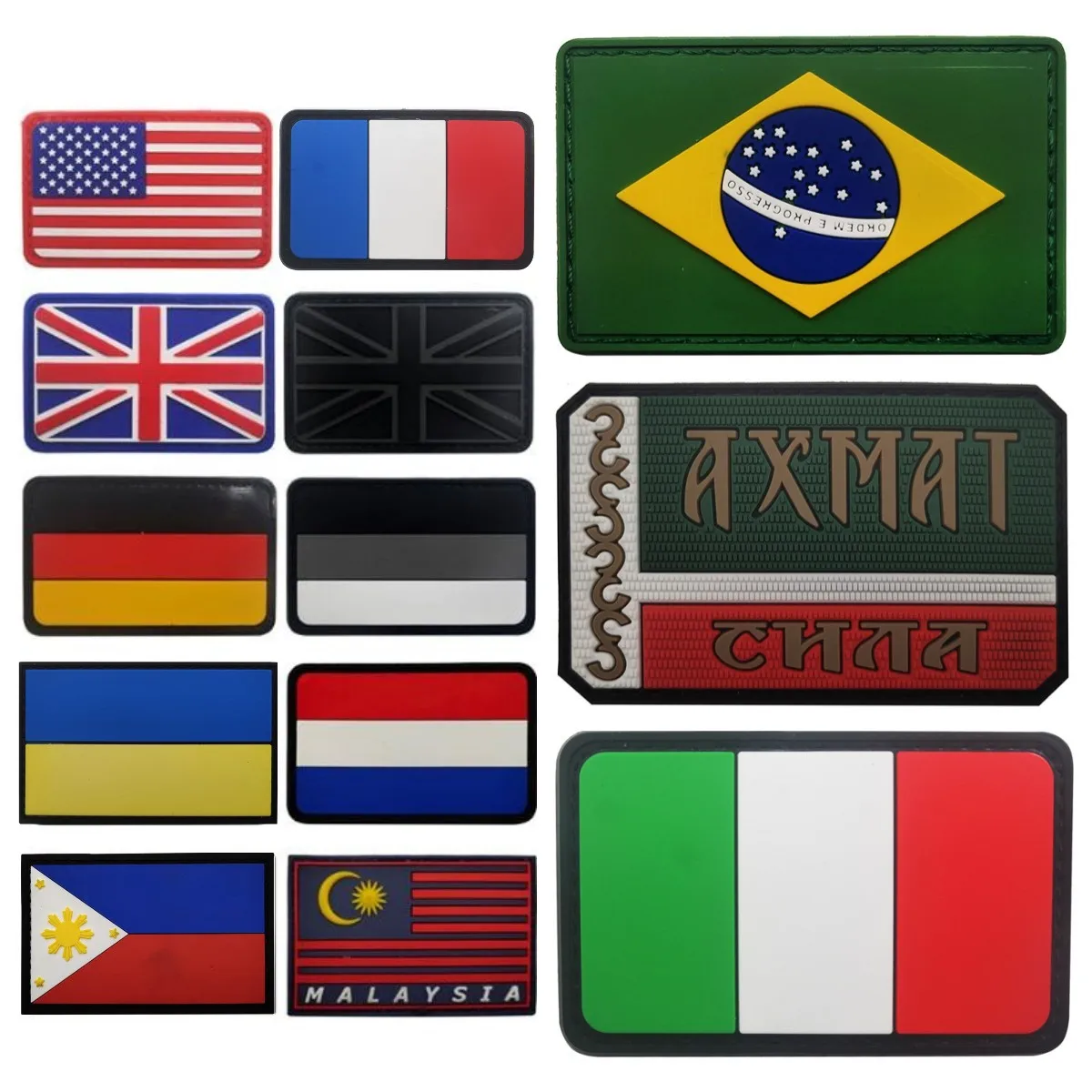 

PVC Flag Patches France Brazil Britain Ukraine Russia Morale Badge Military Outdoor Tactical Backpack Helmet Hook Loop Armband