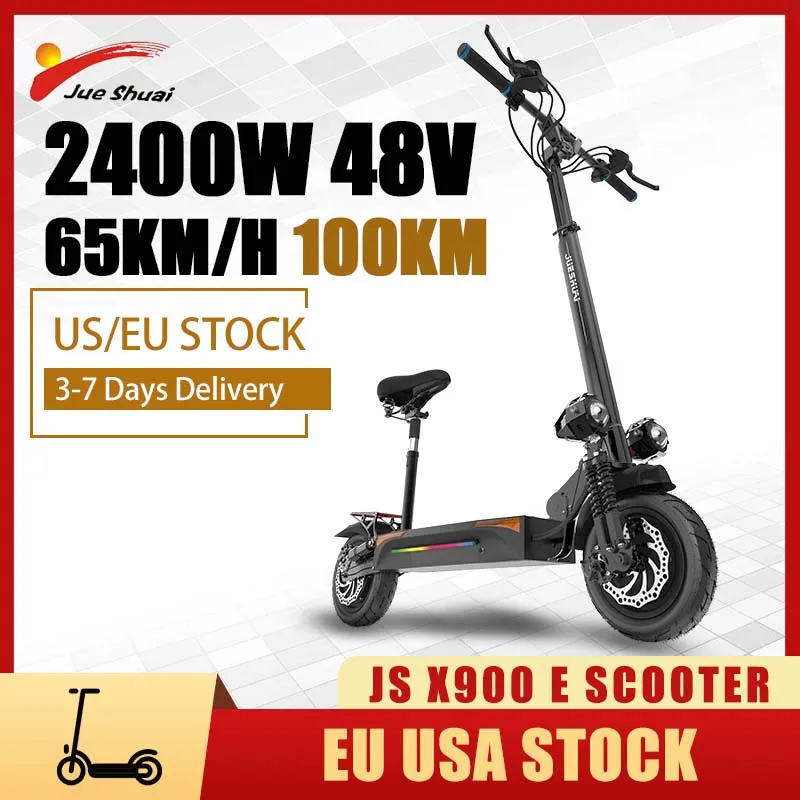 

100KM 65KM/H Electric Scooter 2400W 48V Dual Motor Electric Scooter Adults 26AH Lithium Battery E Scooter With Seat 10inch Tires