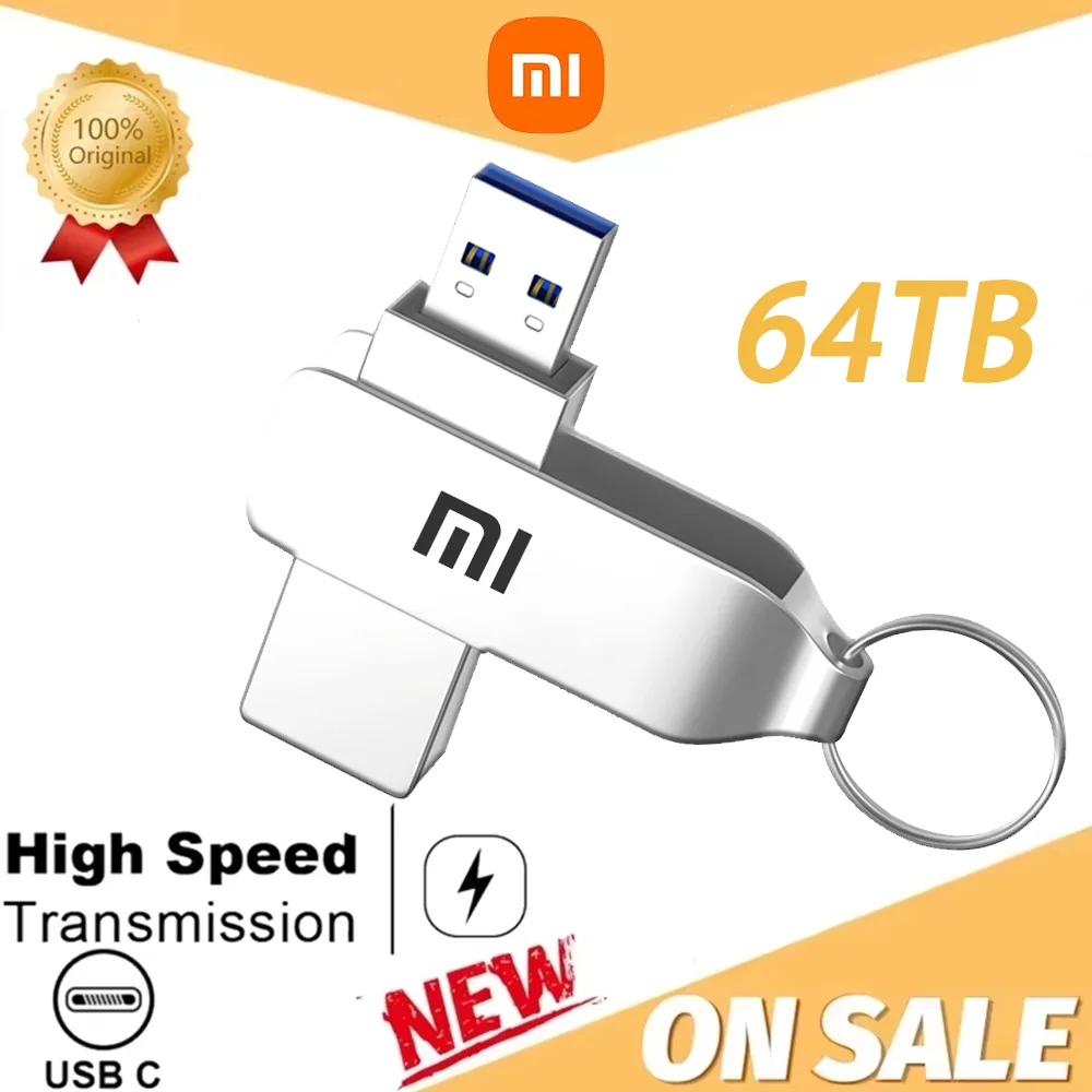 Xiaomi 64TB Flash Drive Usb 3.2 Super High Speed Metal Transfer Mini U Disk Pen Type C Memory SSD