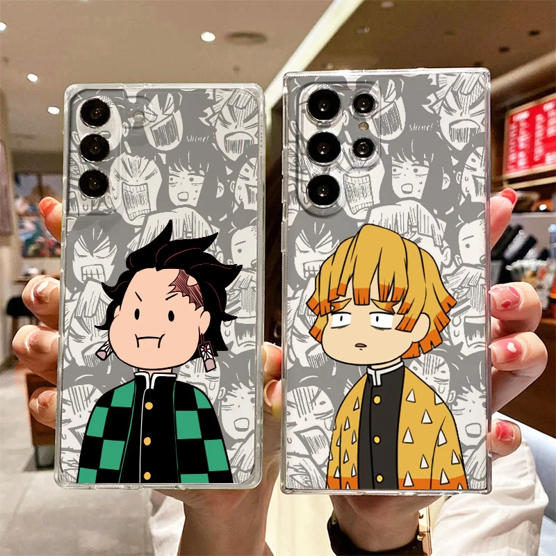 

Demon Slayer Cute Anime Transparent Phone Case For Samsung S23 S22 S21 S20 FE Ultra Pro Lite S10 S10E S9 S8 Plus 5G
