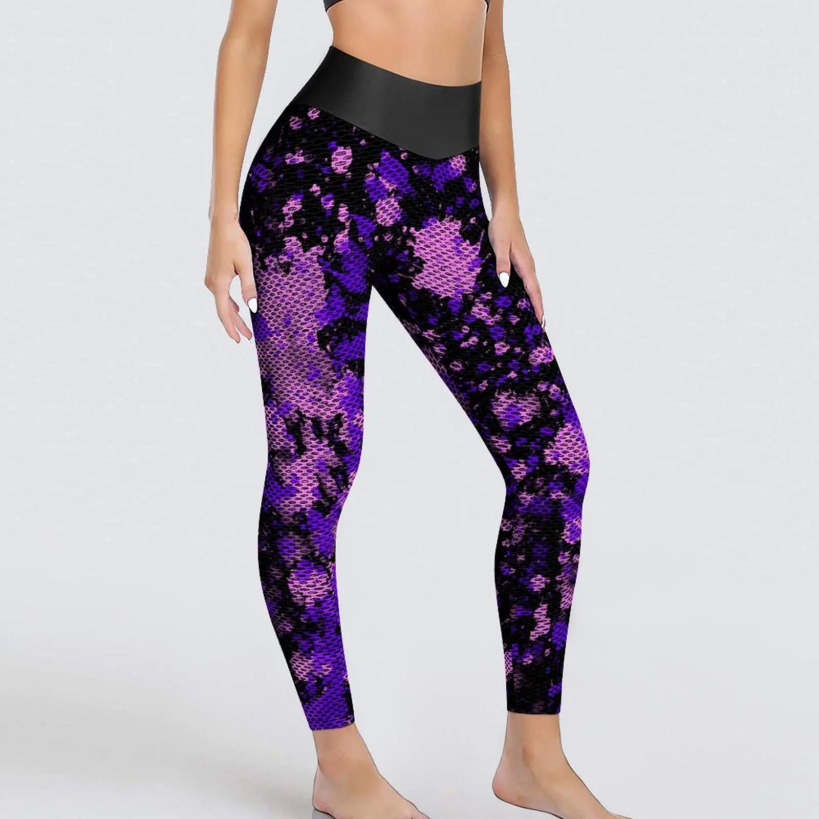 Purple Paint Splatter Leggings Sexy Abstract Print Gym Yoga Pants High Waist Stretch Sport Legging Women Cute Graphic Leggins