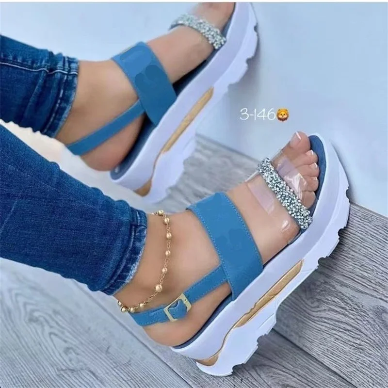 Platform Women Sandals Summer High-heeled Buckle Strap Ladies Sandals Peep Toe Slippers 2023 Newly Beach Shoes for Women Wedges