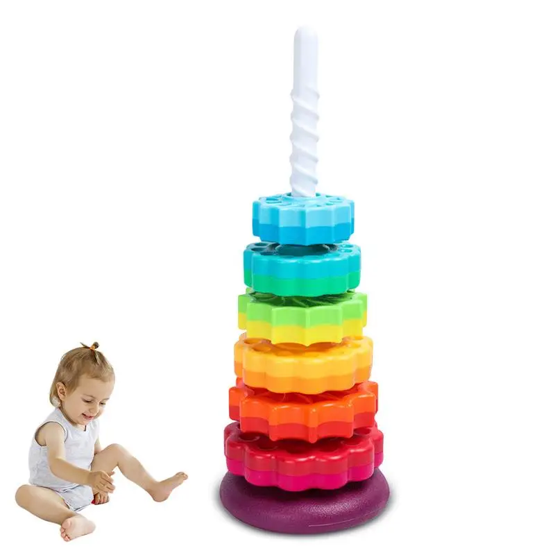 

Spinning Stacking Tower Soft Building Blocks Stacking Blocks Round Shape Stacking Construction Toy Montessori Toy