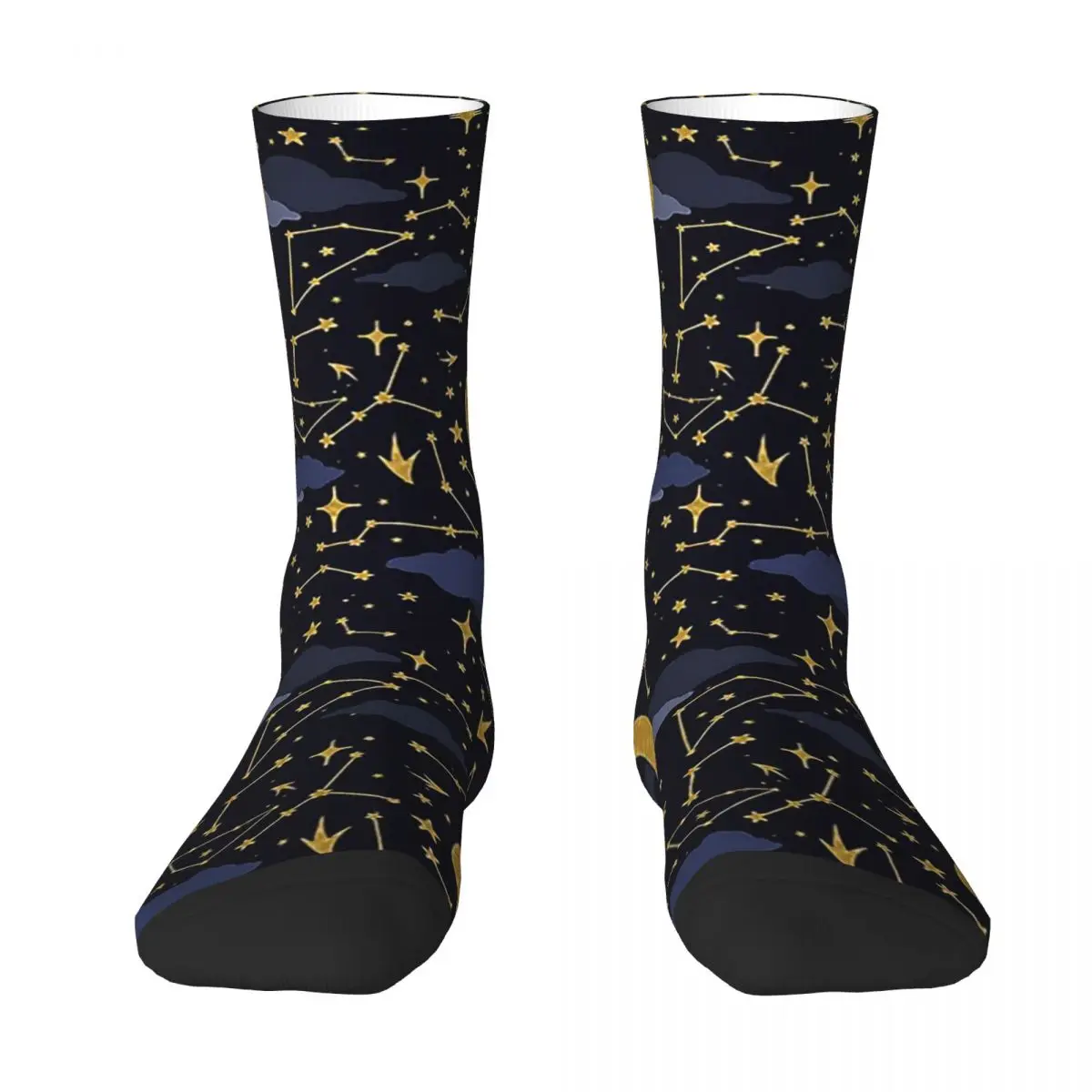 

All Seasons Crew Stockings Celestial Stars And Moons In Gold And Dark Blue Socks Long Socks Accessories for Men Women Christmas