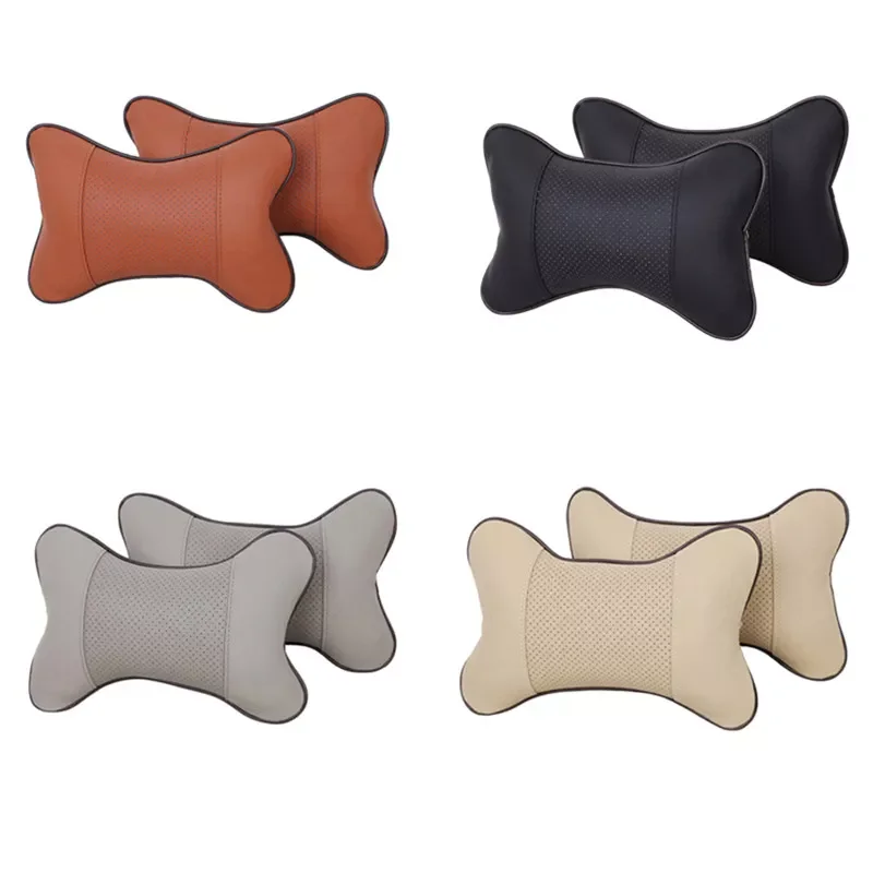 

Pair Universal Car Neck Pillows PU Leather Breathable Mesh Auto Car Neck Rest Headrest Cushion Pillow Car Interior Accessories