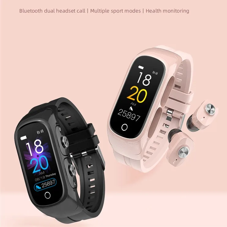 N8 Smart Watch earbuds with Earphone 2 in 1 Smartwatch Wireless Earbuds with Heart Rate Monitor TWS Earphone Inside Smart Watch