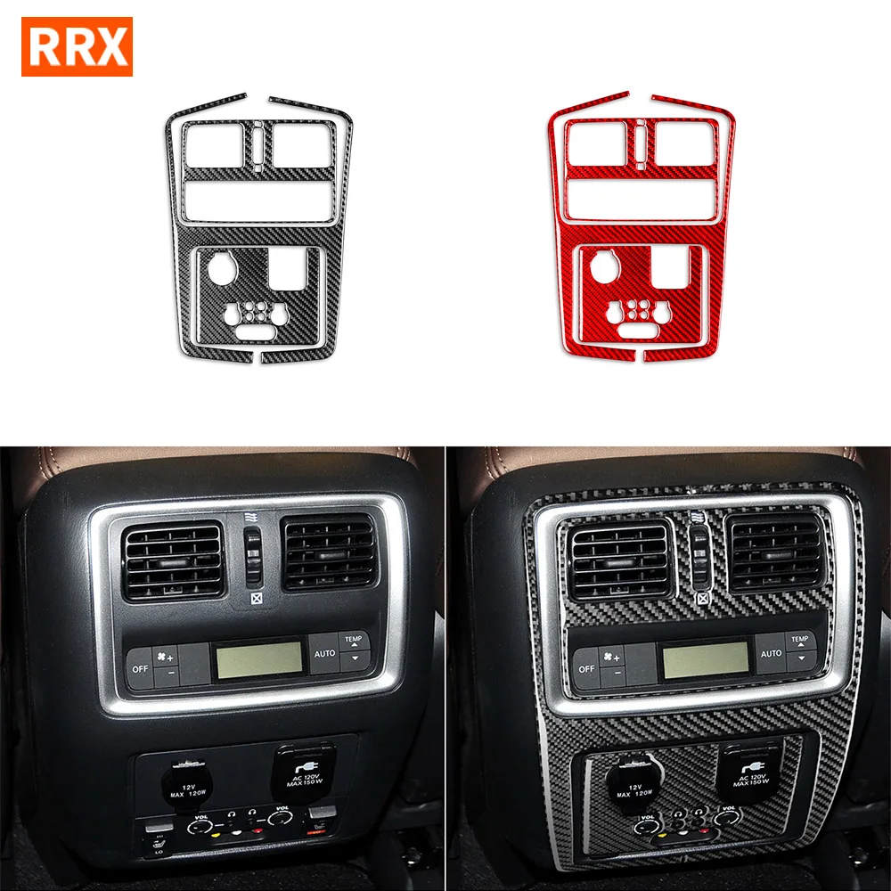 

Car Decoration Sticker For Infiniti JX 2013 QX60 14-16 Rear Control Panel Air Outlet Set Cover Trim Real Carbon Fiber Sticker