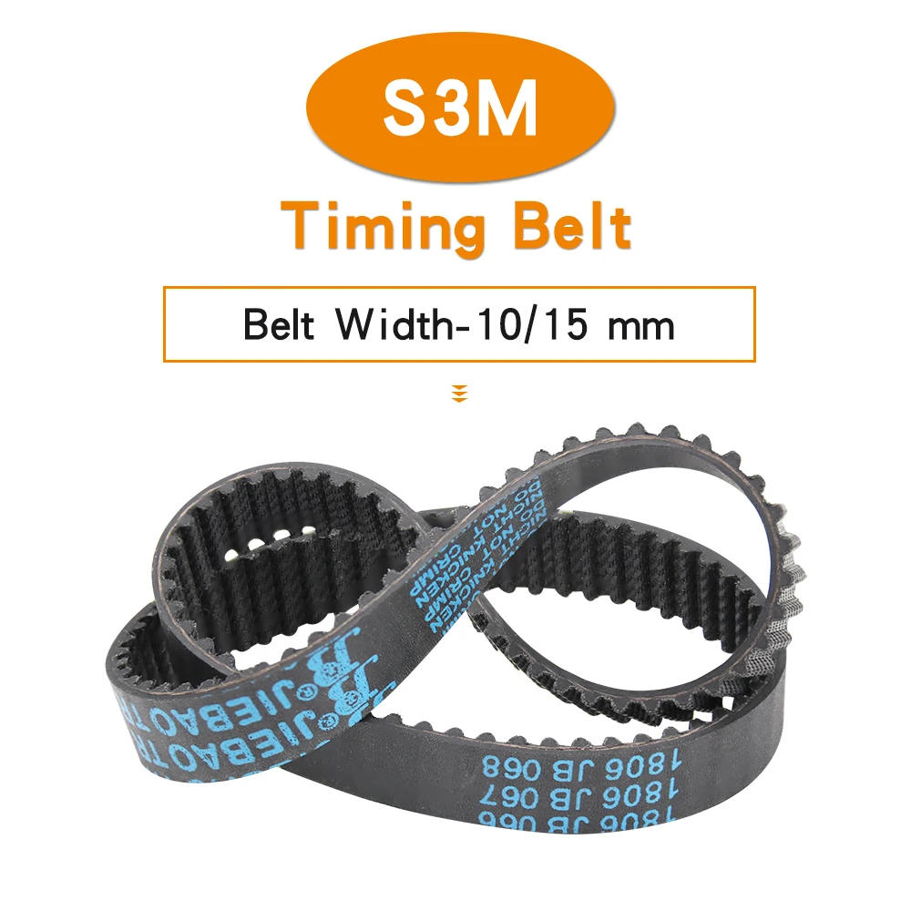 

Transmission Belt S3M-780/783/804/810/879/888/900/918/924/927 Pitch 3mm Arc Tooth Rubber Belt Width 10/15 mm For 3M Alloy Pulley