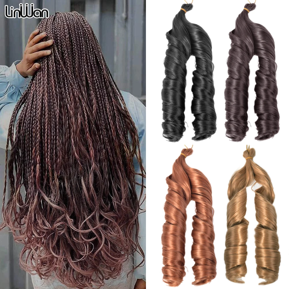 

Linwan 24 Inch Synthetic Braids Hair Spiral Curl French Curls Ombre Crochet Braiding Hair Extensions Loose Wave Organic Hair