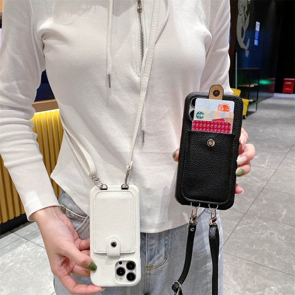 

Чехол-Кошелек через плечо для телефона iPhone 14 13 12 11 Pro Max Mini X XR XS Max 7 8 Plus кожаный чехол-держатель для карт