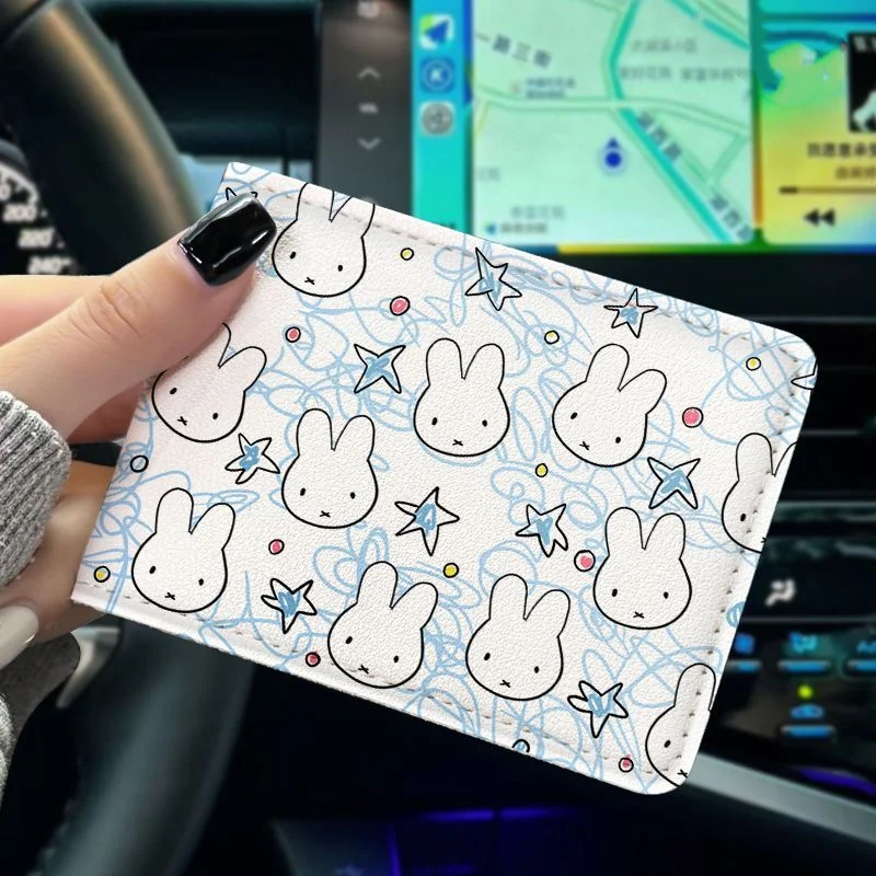 Фото Чехол для водительских прав Miffy с 2 слотами для карт, кошелек для документов с милым мультяшным кроликом, сумка для хранения №3