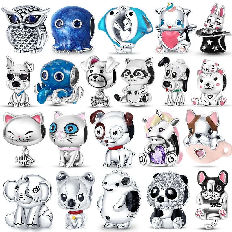 

charm plata 925 original Silver Animal Charm Bead Fits Pandora 925 Original Bracelet Necklace Women 925 Silver Bead Jewelry Gift