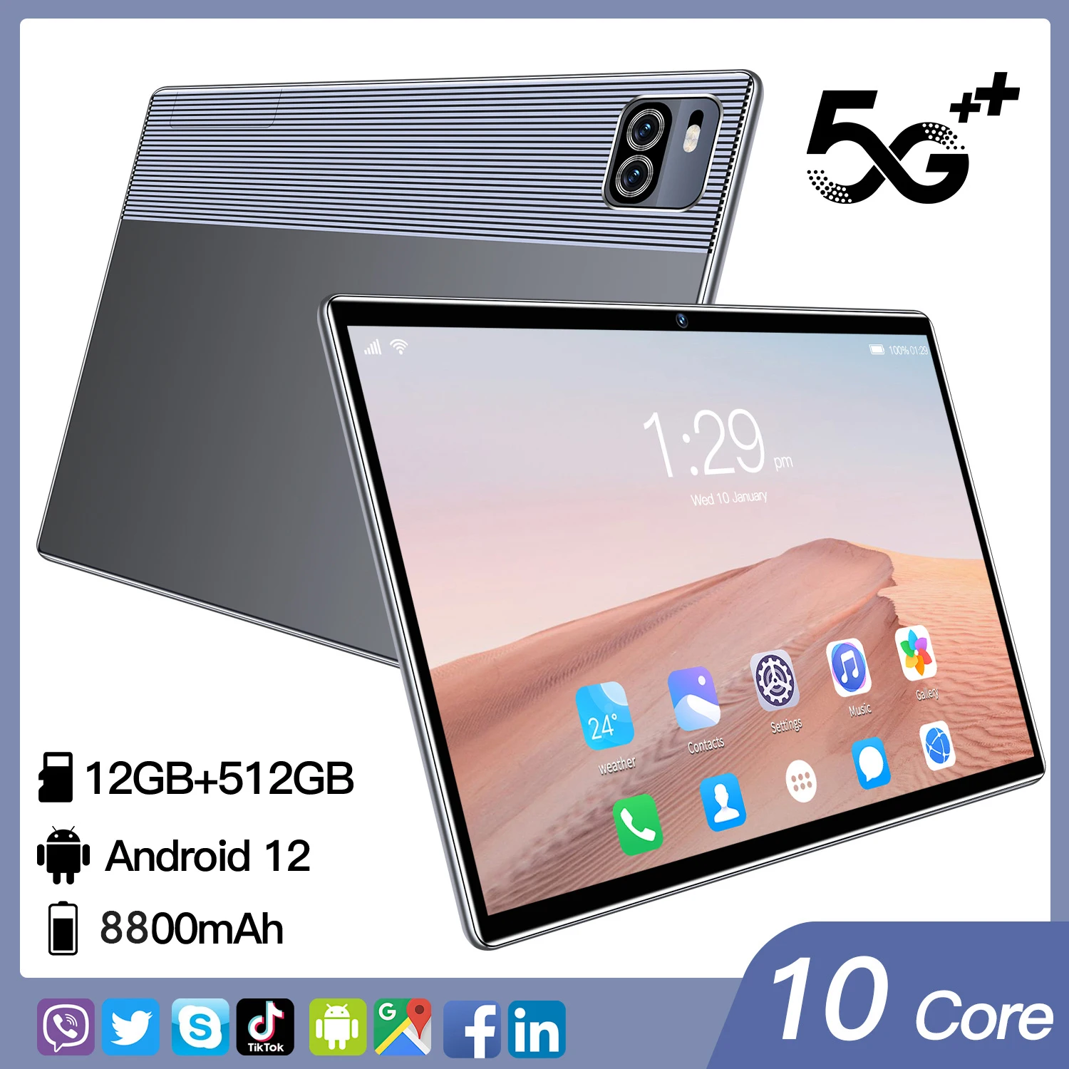 

2023 New Android 12.0 Tablette PC 11 Inch 12GB+512GB Dual SIM Card Tablet Internet Portable Business Tablet