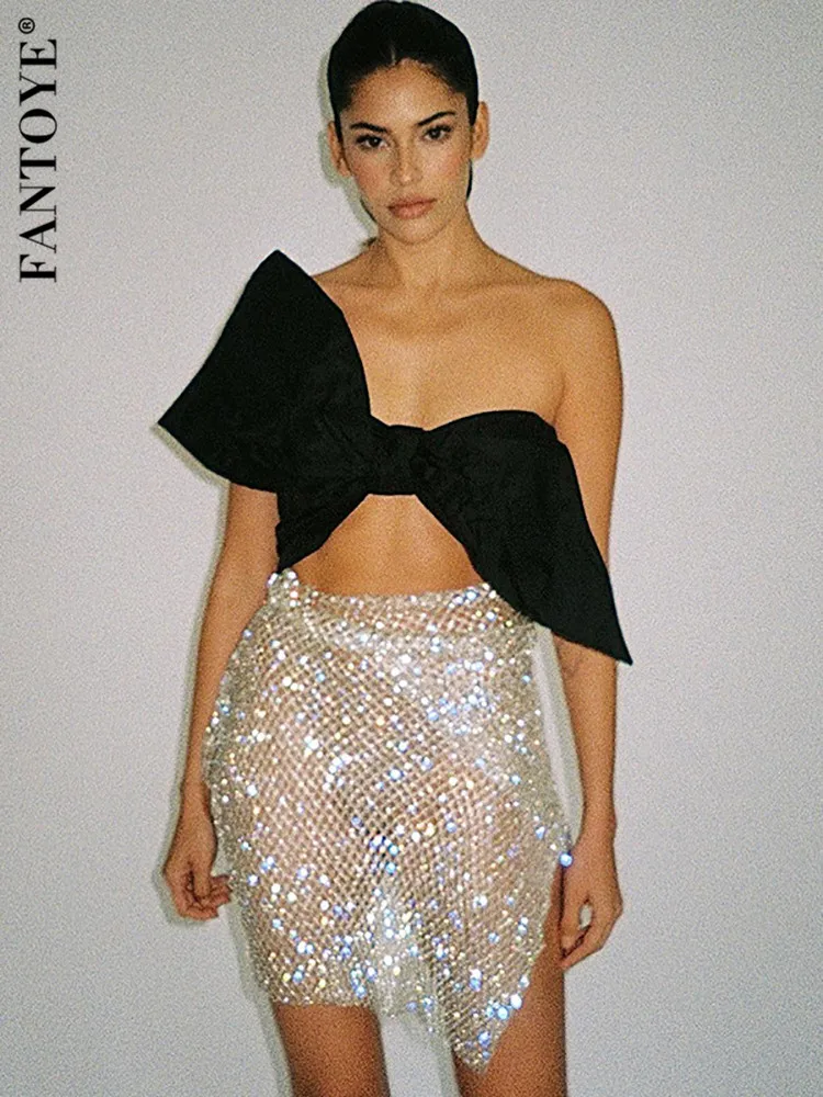 

Fantoye Sexy Hollow Out Mesh Women Skirts White Irregular High Waist Skirts Women Summer Skinny Fashion Party Nightclub Clothes